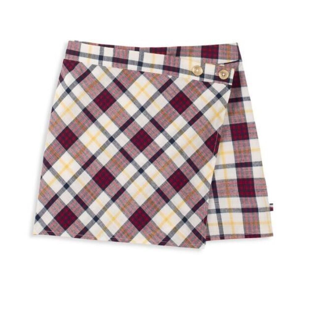 Tommy Hilfiger Girl's Cotton Plaid Wrap Skorts in Scarlet Size 7 MSRP $40